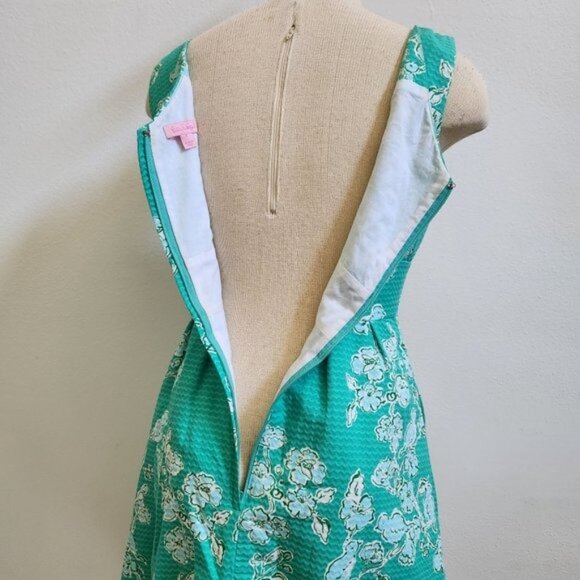 Lilly Pulitzer Parker Dress Birds & Bees Lagoon Green Rossette Mini Size… - Picture 14 of 16